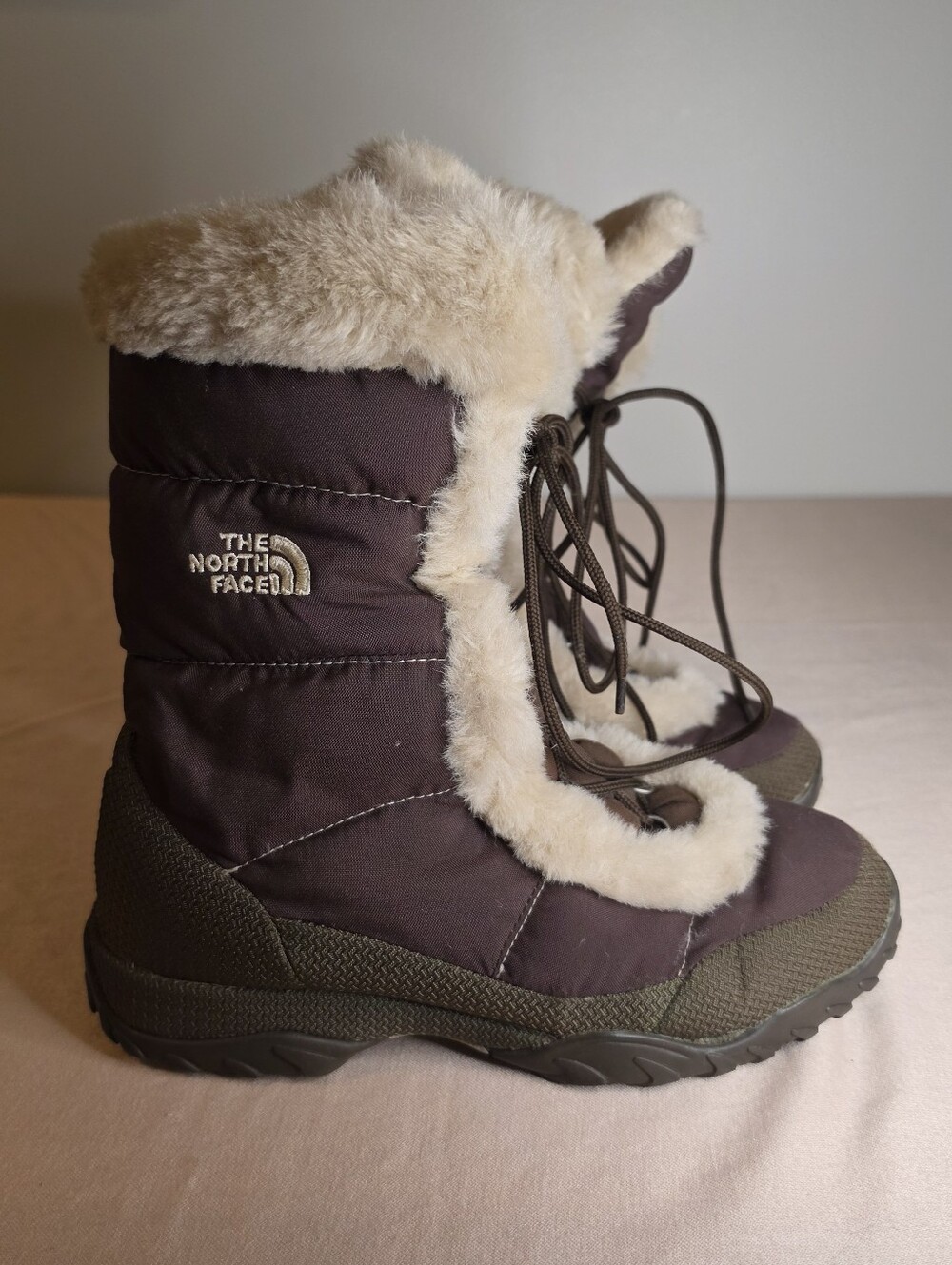 The North Face Brown Quilted Faux-Fur Lined Winter Boots US 7.5